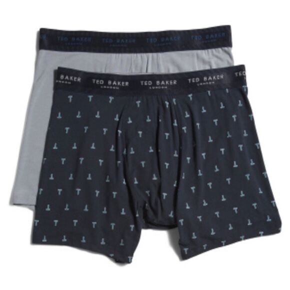 Ted Baker S Premium Soft Modal Navy Gray Boxer Briefs Pack of 2 - Picture 1 of 5